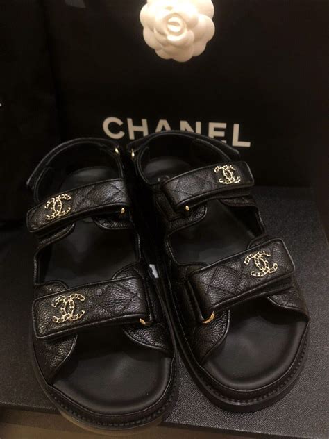 fake chanel sandals|chanel velcro dad sandals.